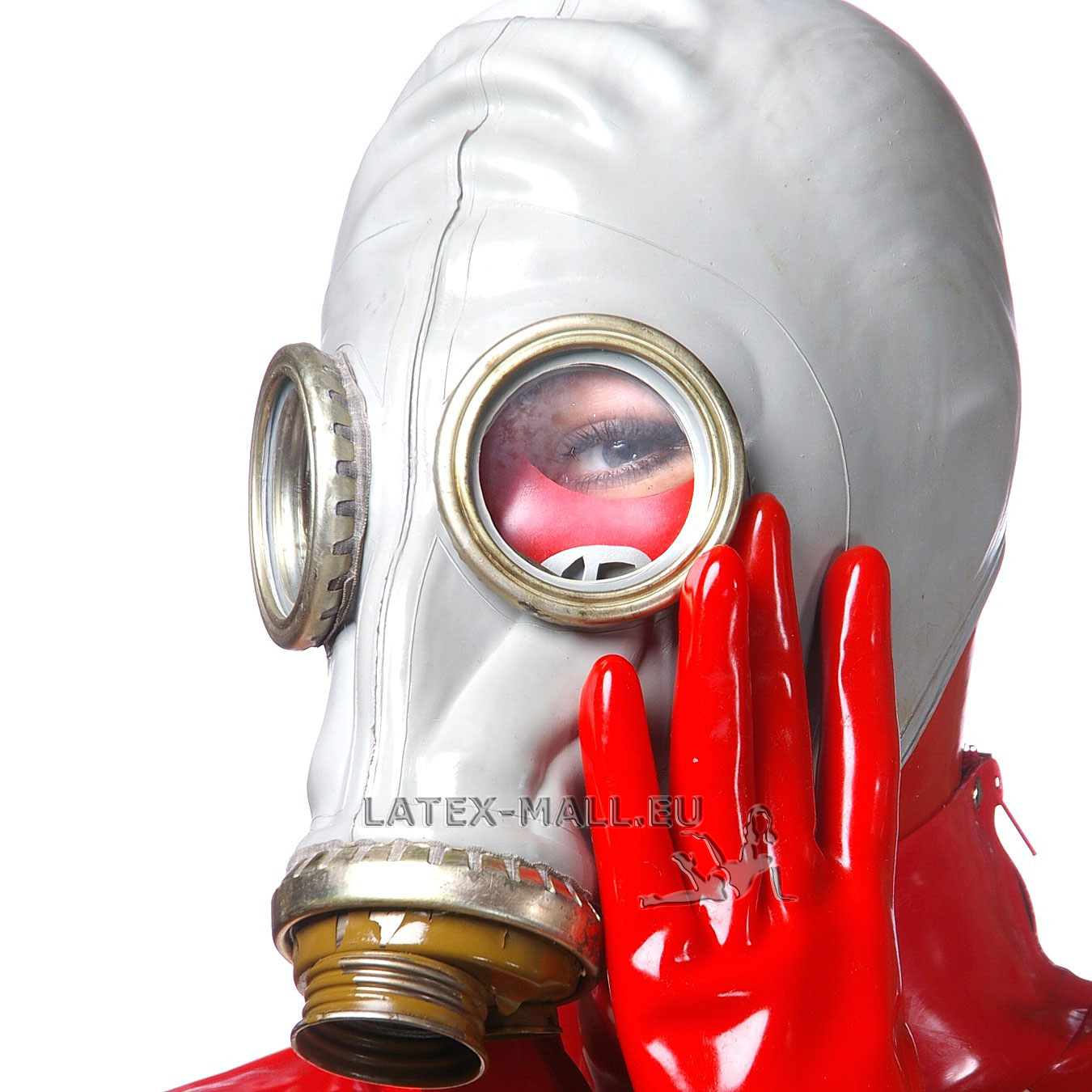 Red latex gas mask