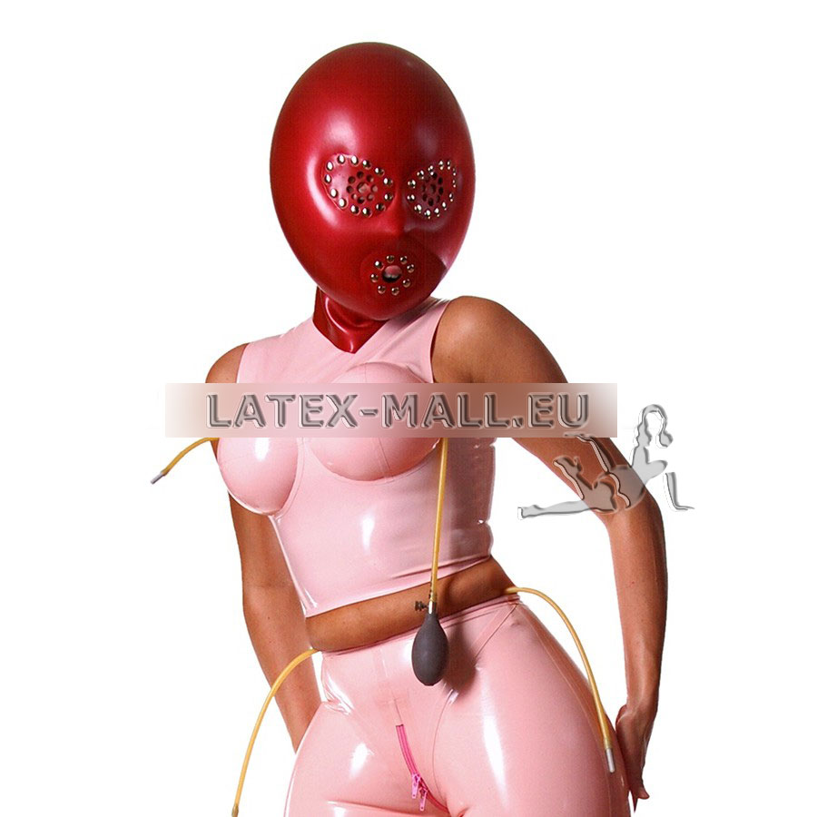 Latex top with inflatable breasts