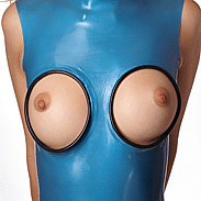 Latex Breast Design Options cutouts on the breast, edged with cushion rings