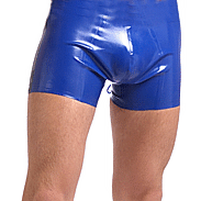 Latex shorts. Short legs