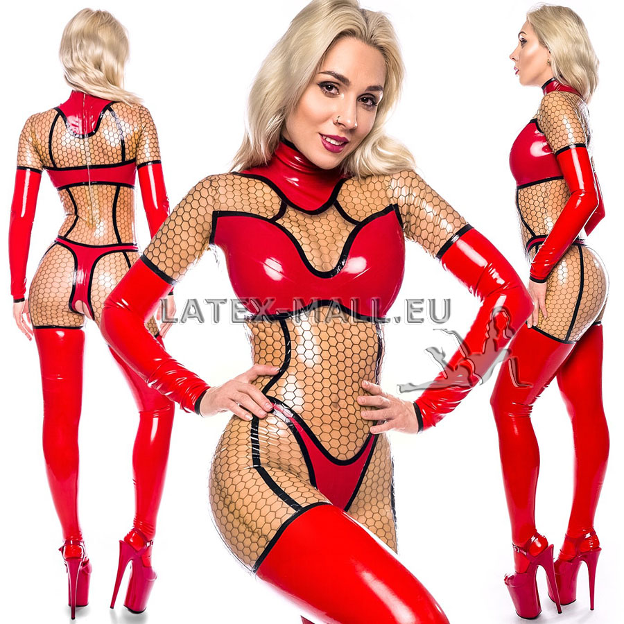 Latex textured catsuit