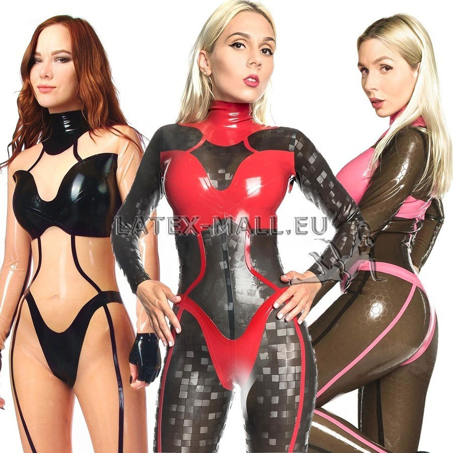 Latex textured catsuit