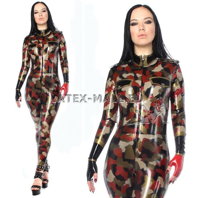 Textured latex catsuit CAMOUFLOVER