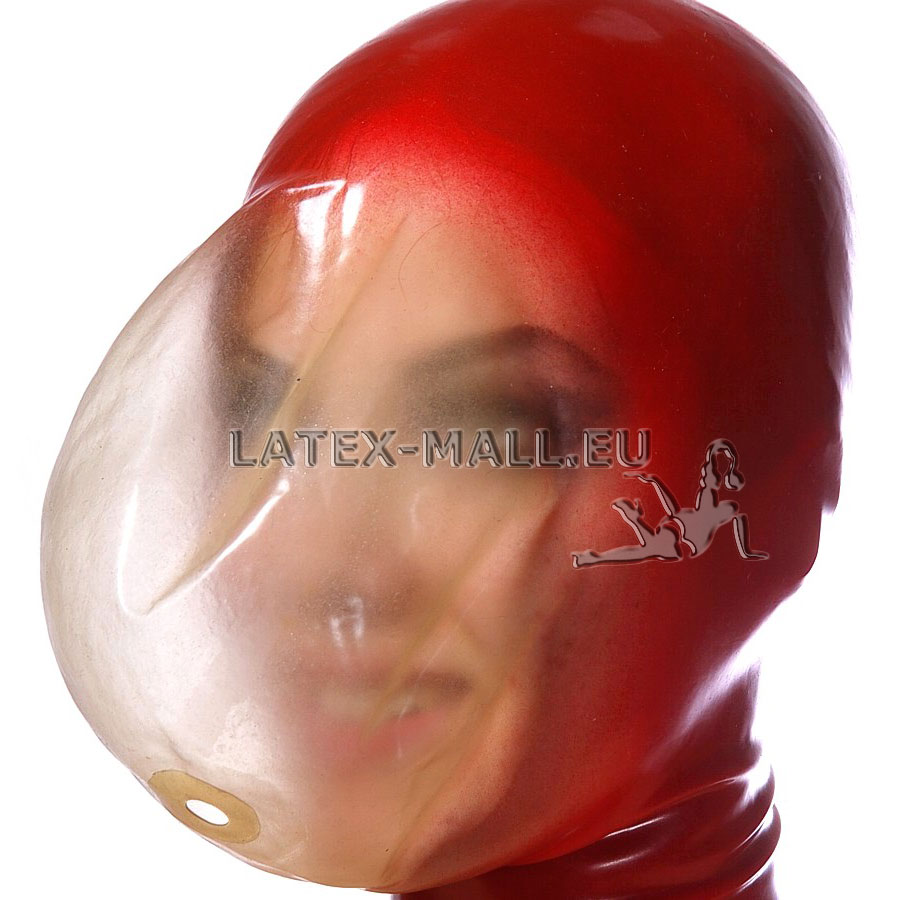 Latex mask for breath play.