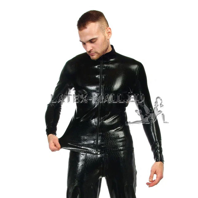 Textured latex Turtleneck with zip