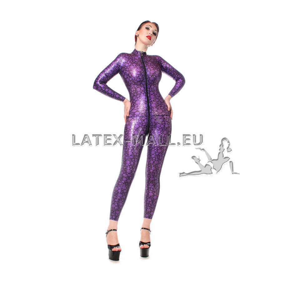 Textured latex catsuit