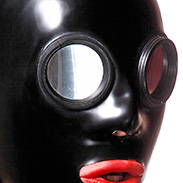 Eyes are large, round, mirrored (eye frames are black)